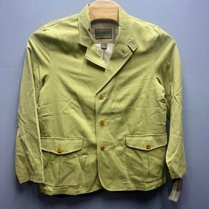 Rainforest Mens Silk Cotton Linen Field Jacket Lime Green Rugged Elegance L NEW